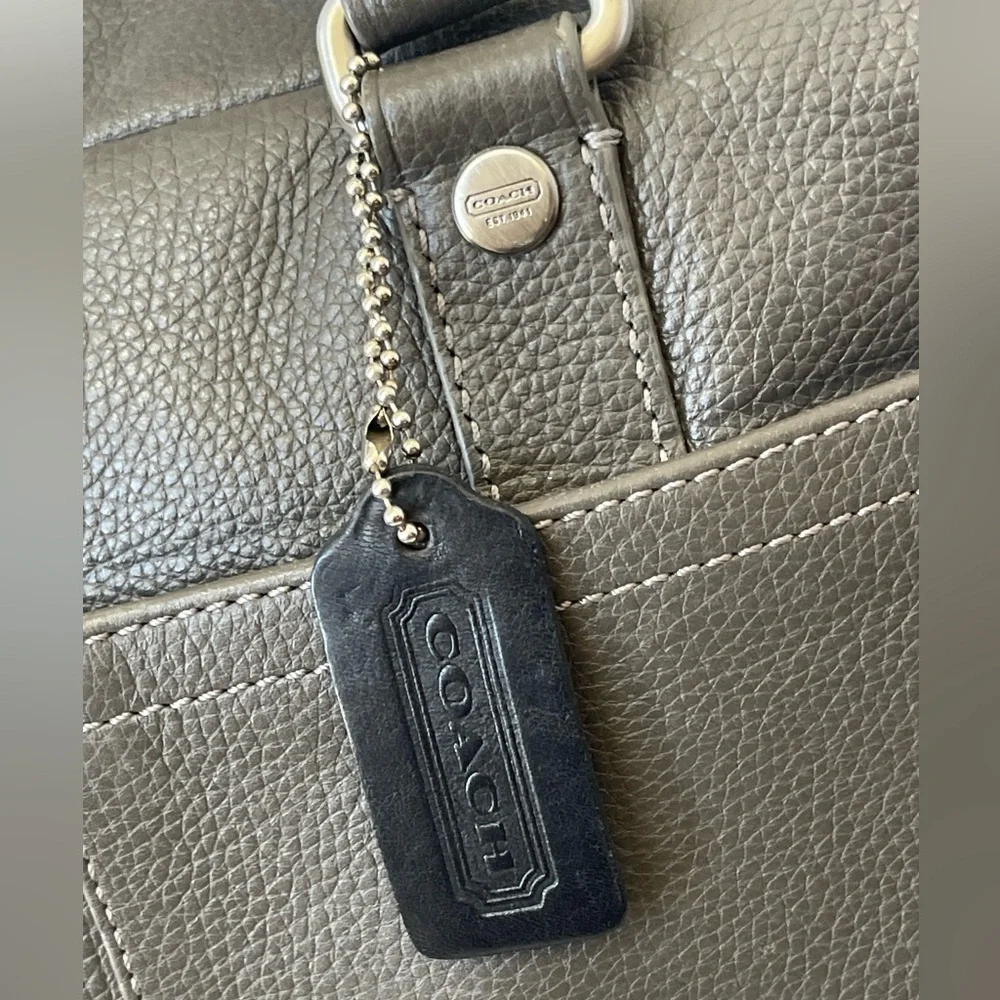 Coach Gray Leather Briefcase Bag